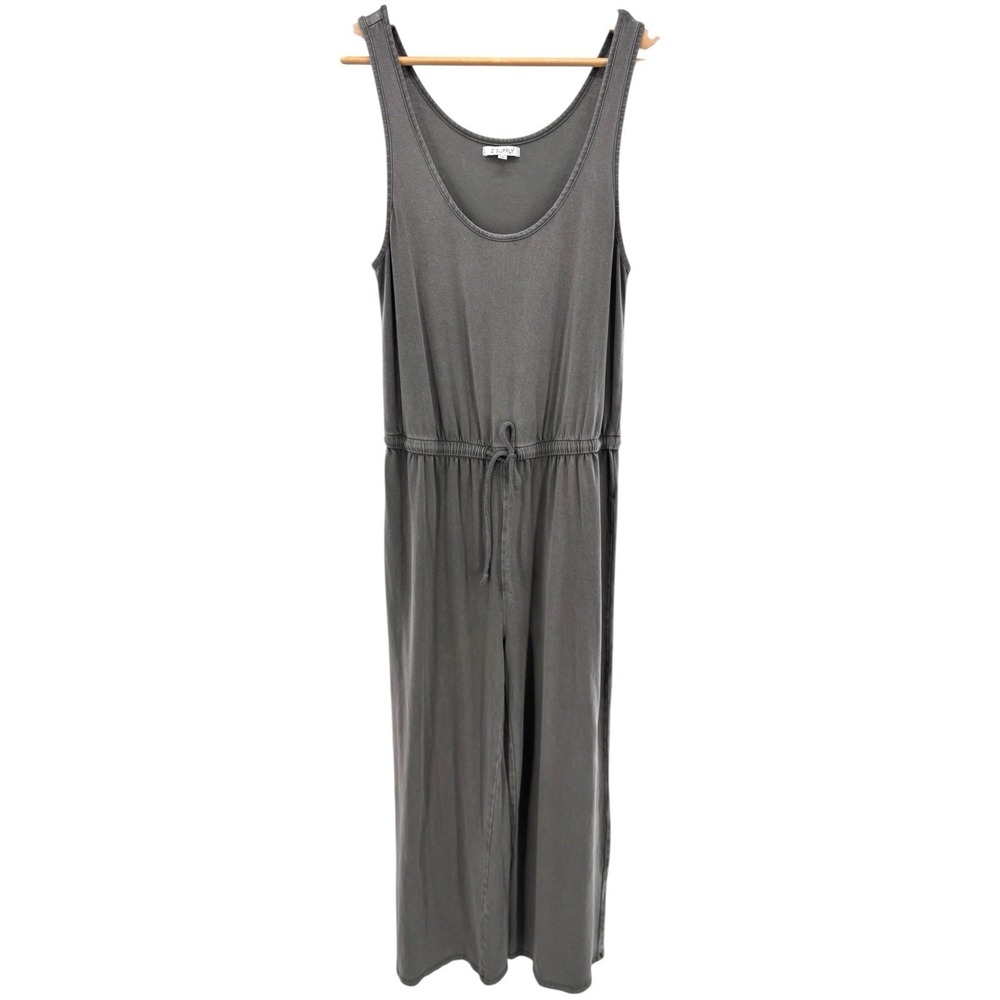 Z Supply Gray Sleeveless Jumpsuit Drawstring Waist Cotton Blend Size M Lounge